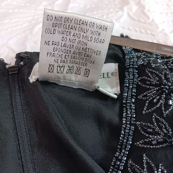 Vintage Adriana Papell Occasions Black Silk Beaded Floral Short Sleeve Sz 18 - Picture 15 of 15